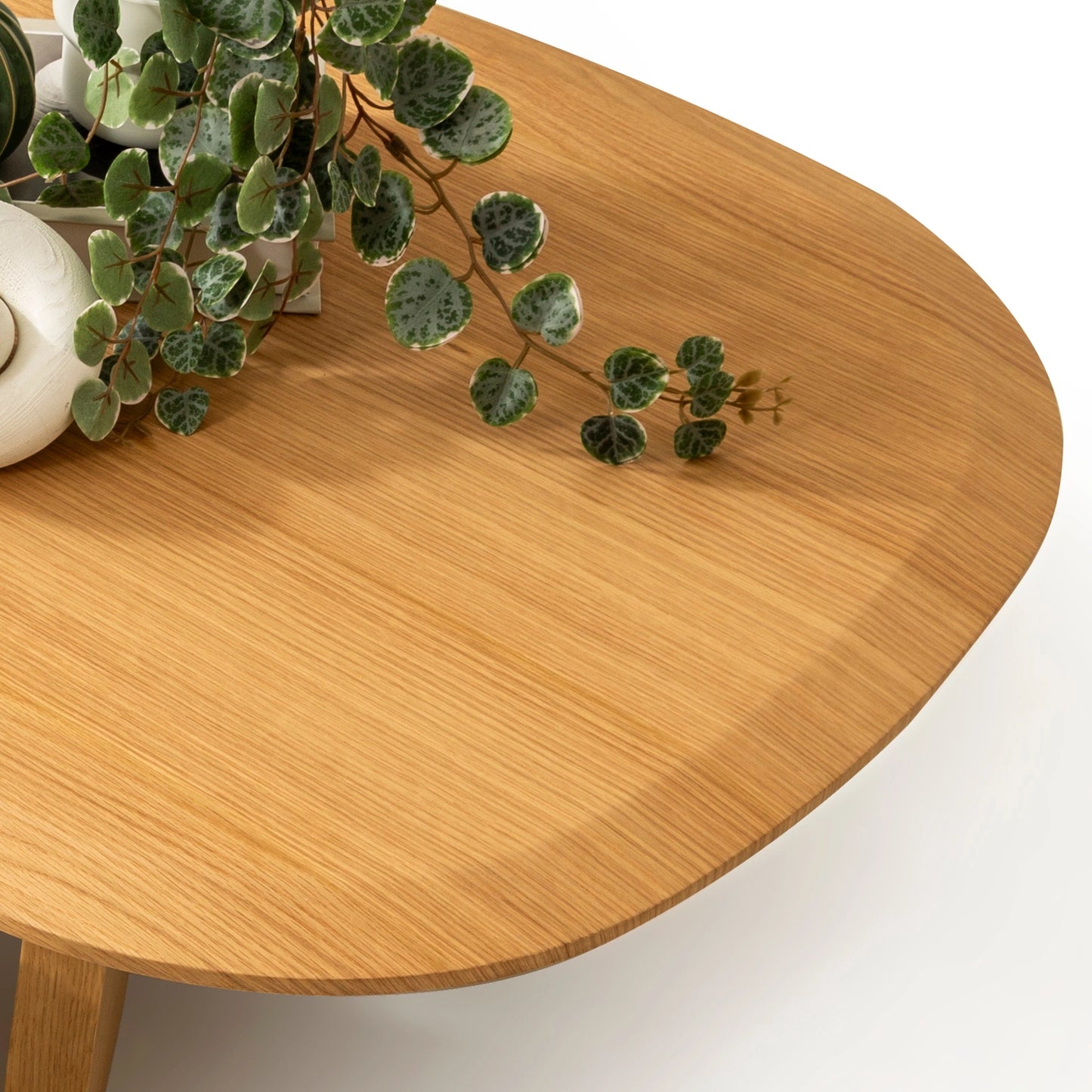 Amora koleksiyonu - Meşe tabla ve ayaklı üçgen 37 cm orta sehpa