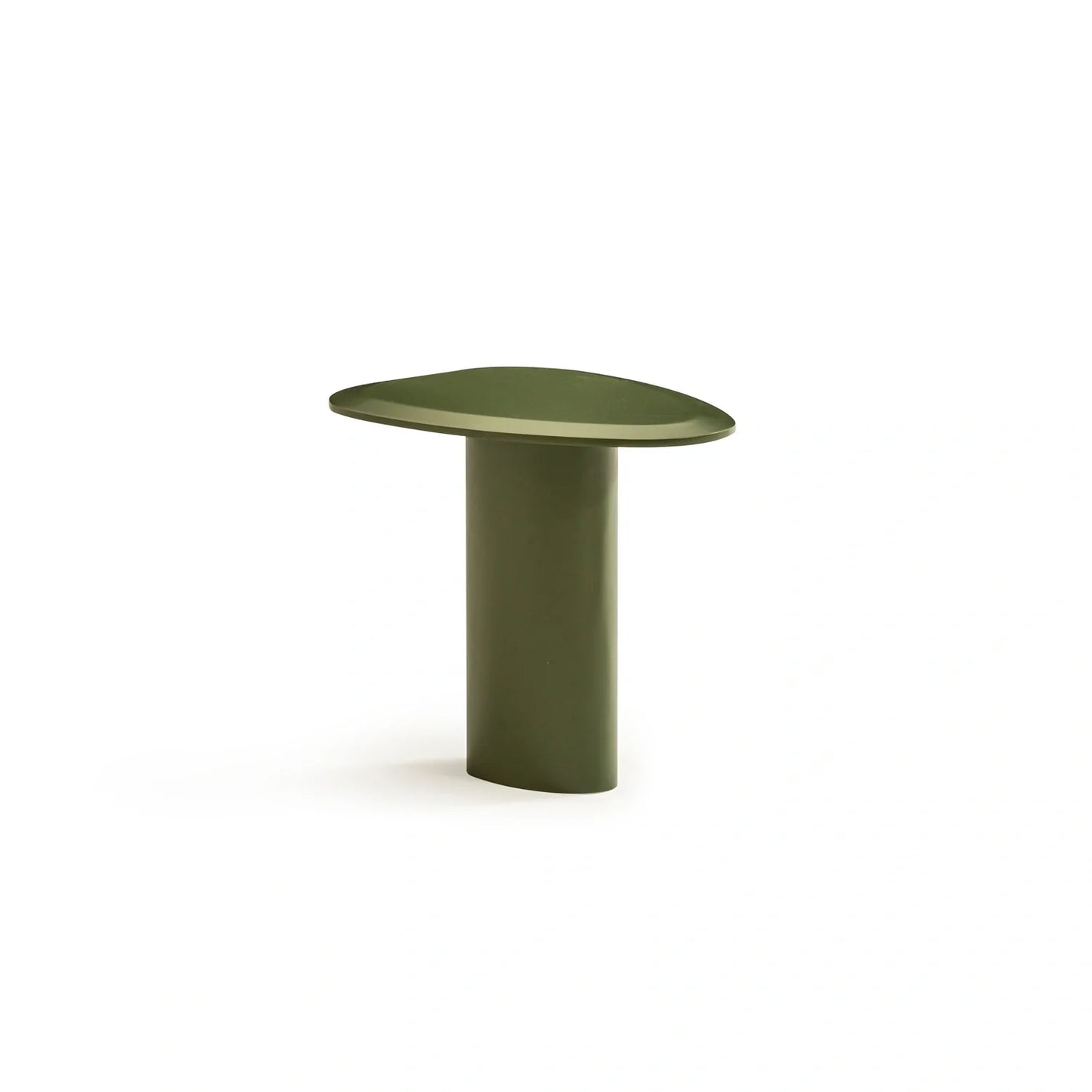 Amora koleksiyonu - Zeytin yeşili mdf tabla ve ayaklı üçgen yan sehpa