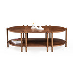 Cosmos koleksiyonu - Ceviz tabla ve raflı, ceviz masif ayaklı modüler orta sehpa - ayrılabilir mini sehpalar