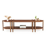 Cosmos koleksiyonu - Ceviz tabla ve raflı, ceviz masif ayaklı modüler tv sehpası - ayrılabilir mini sehpalar