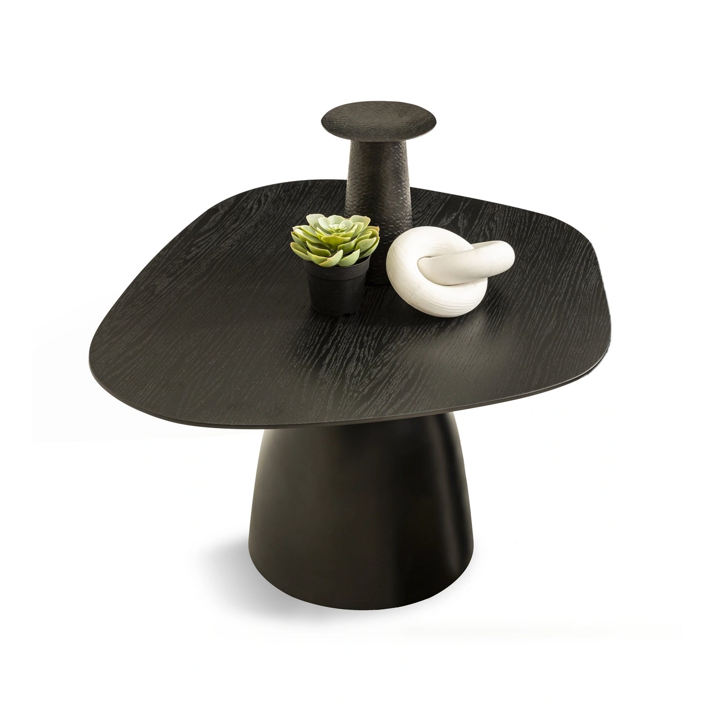 Delta koleksiyonu - Siyah meşe tabla ve ayaklı dörtgen 70 cm yan sehpa