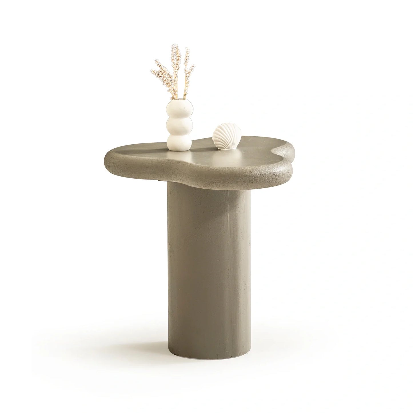 Ganos koleksiyonu - Antrasit beton kaplama mdf tabla ve ayaklı amorf yan sehpa