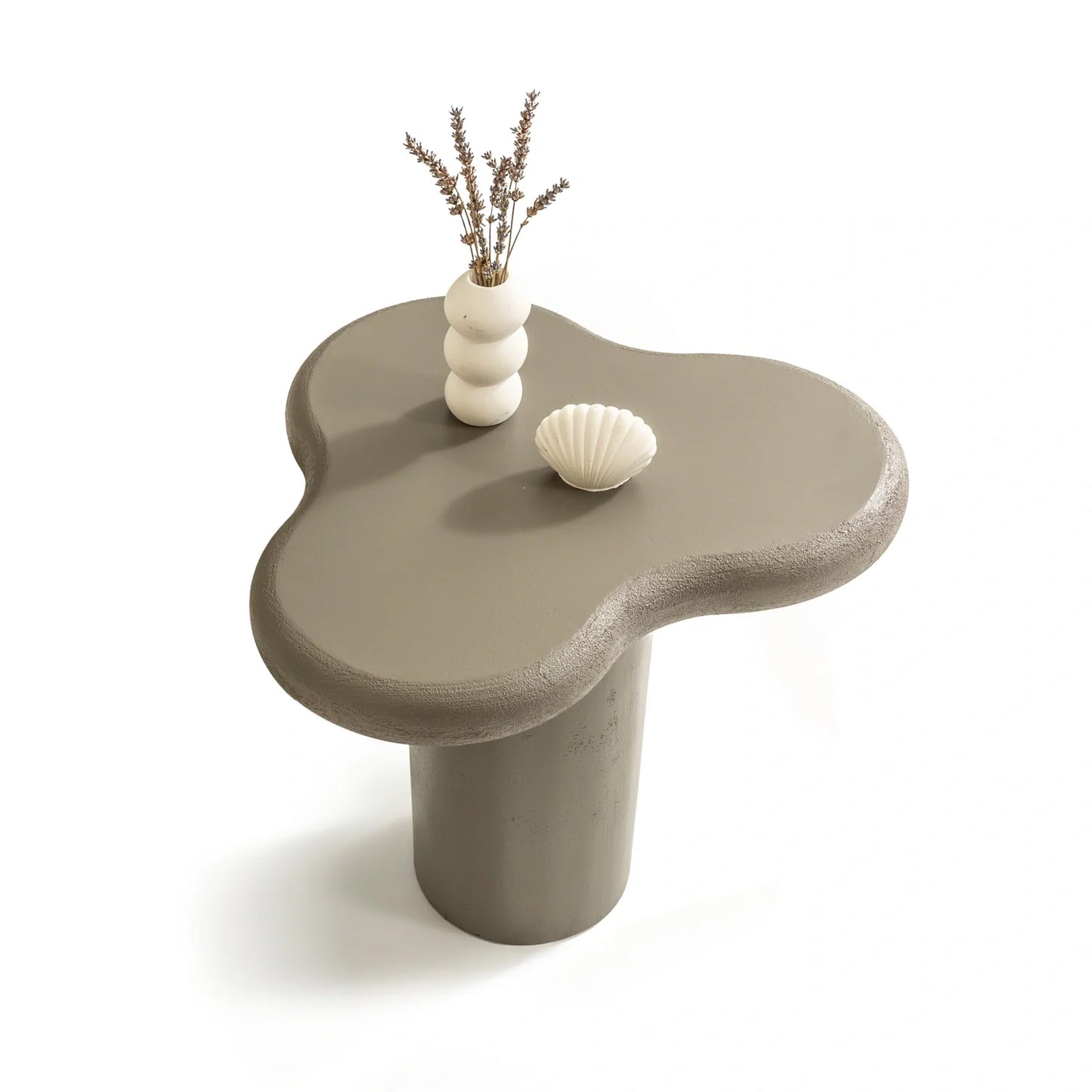 Ganos koleksiyonu - Antrasit beton kaplama mdf tabla ve ayaklı amorf yan sehpa