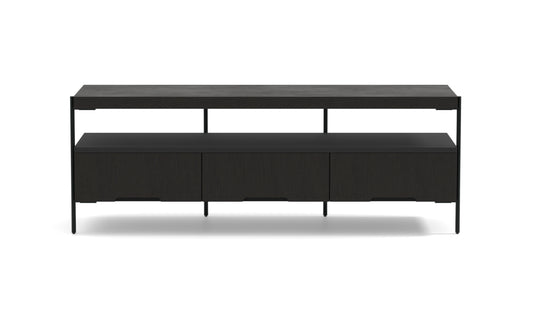 Harmonia koleksiyonu - Siyah meşe tablalı, siyah meşe çekmeceli, siyah metal ayaklı TV sehpası