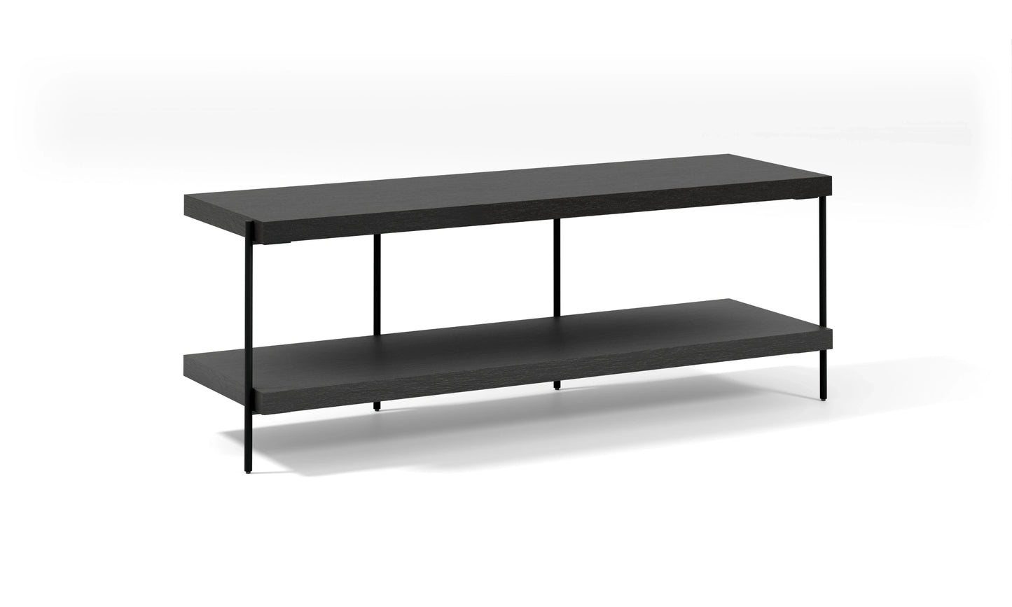 Harmonia koleksiyonu - Siyah meşe tablalı, siyah meşe raflı, siyah metal ayaklı TV sehpası