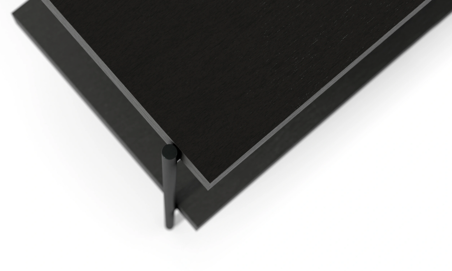 Harmonia koleksiyonu - Siyah meşe tablalı, siyah meşe raflı, siyah metal ayaklı TV sehpası