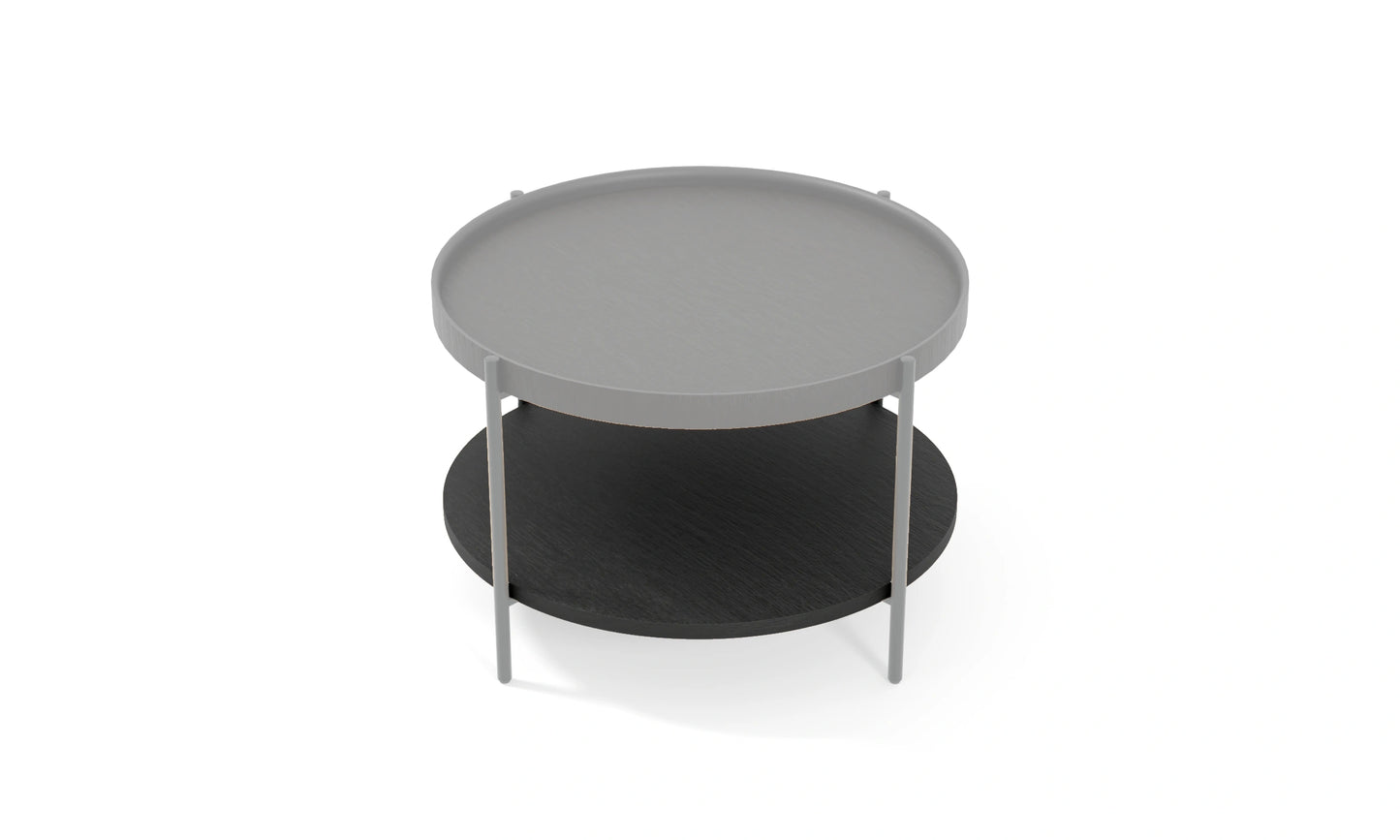 Harmonia koleksiyonu - 60 cm yuvarlak orta sehpa tablası, siyah meşe