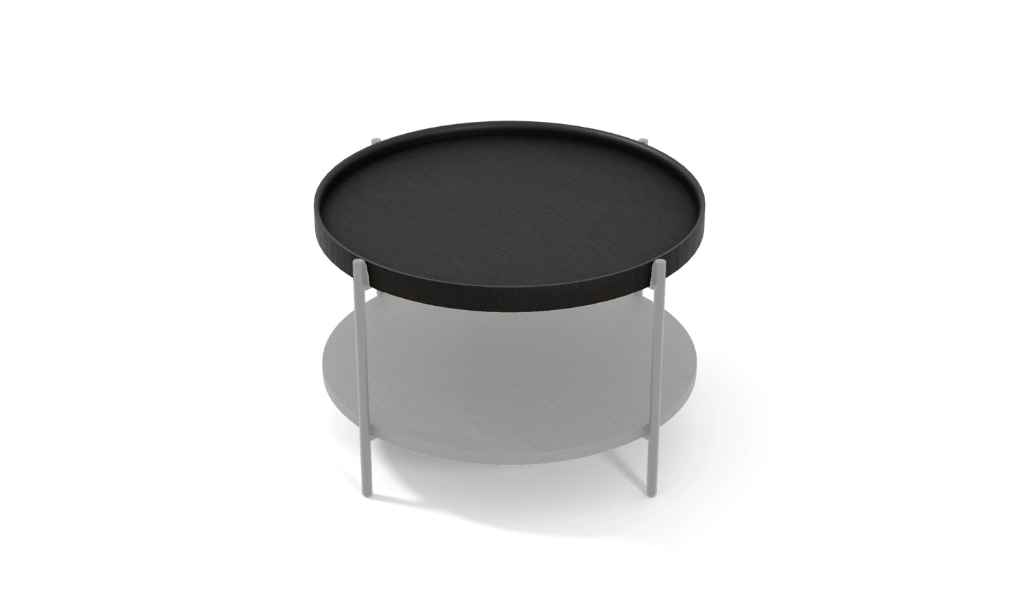 Harmonia koleksiyonu - 60 cm yuvarlak orta sehpa tablası, siyah meşe