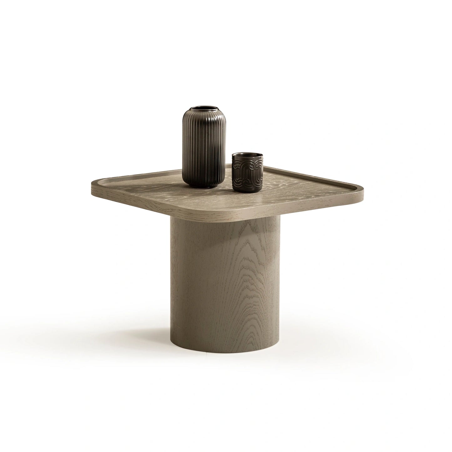 Kuvars koleksiyonu - Antrasit meşe tabla ve ayaklı kare 60 cm orta sehpa