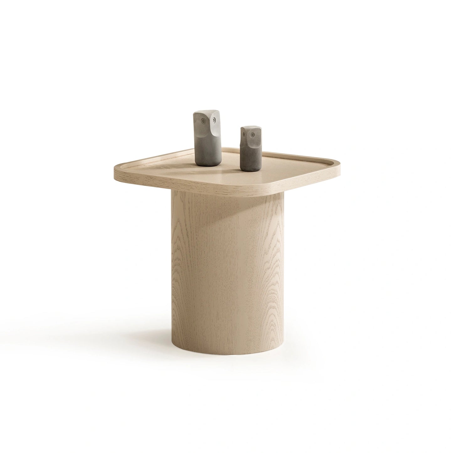 Kuvars koleksiyonu - Bej meşe tabla ve ayaklı kare 50 cm yan sehpa