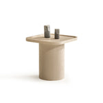 Kuvars koleksiyonu - Bej meşe tabla ve ayaklı kare 50 cm yan sehpa