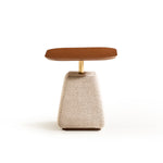 Menora koleksiyonu - Gloss mdf tablalı, kumaş kaplama mdf ayaklı ve demir borulu kare yan sehpa