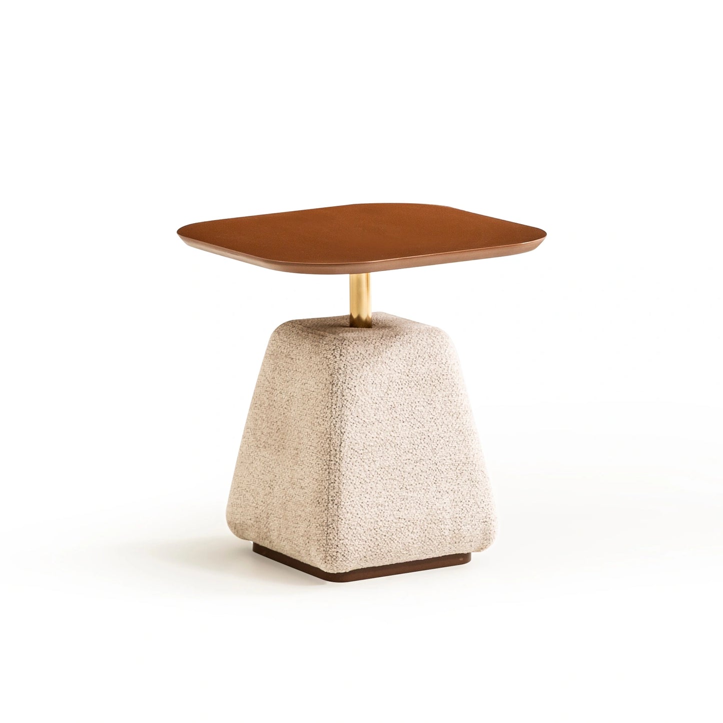 Menora koleksiyonu - Gloss mdf tablalı, kumaş kaplama mdf ayaklı ve demir borulu kare yan sehpa