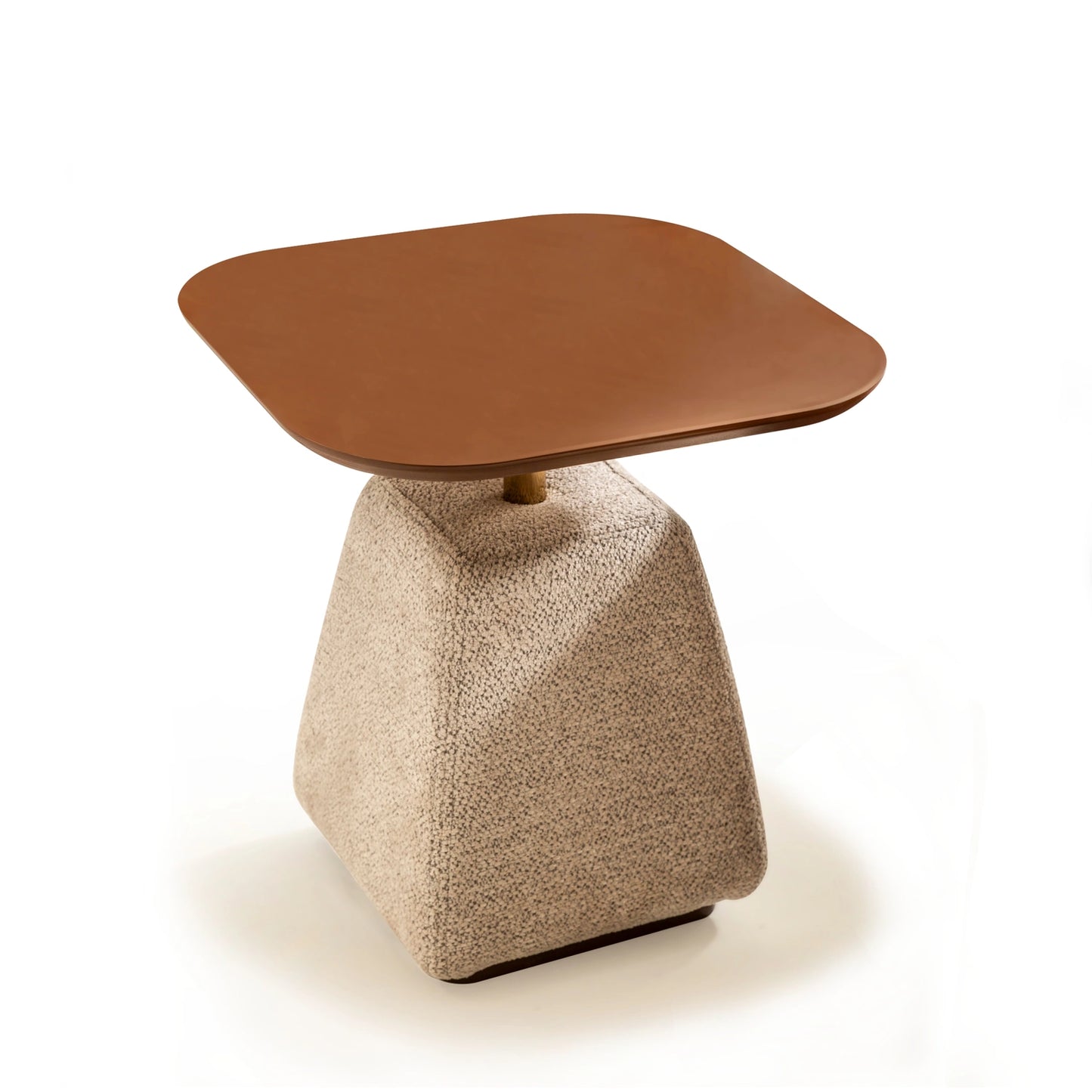 Menora koleksiyonu - Gloss mdf tablalı, kumaş kaplama mdf ayaklı ve demir borulu kare yan sehpa