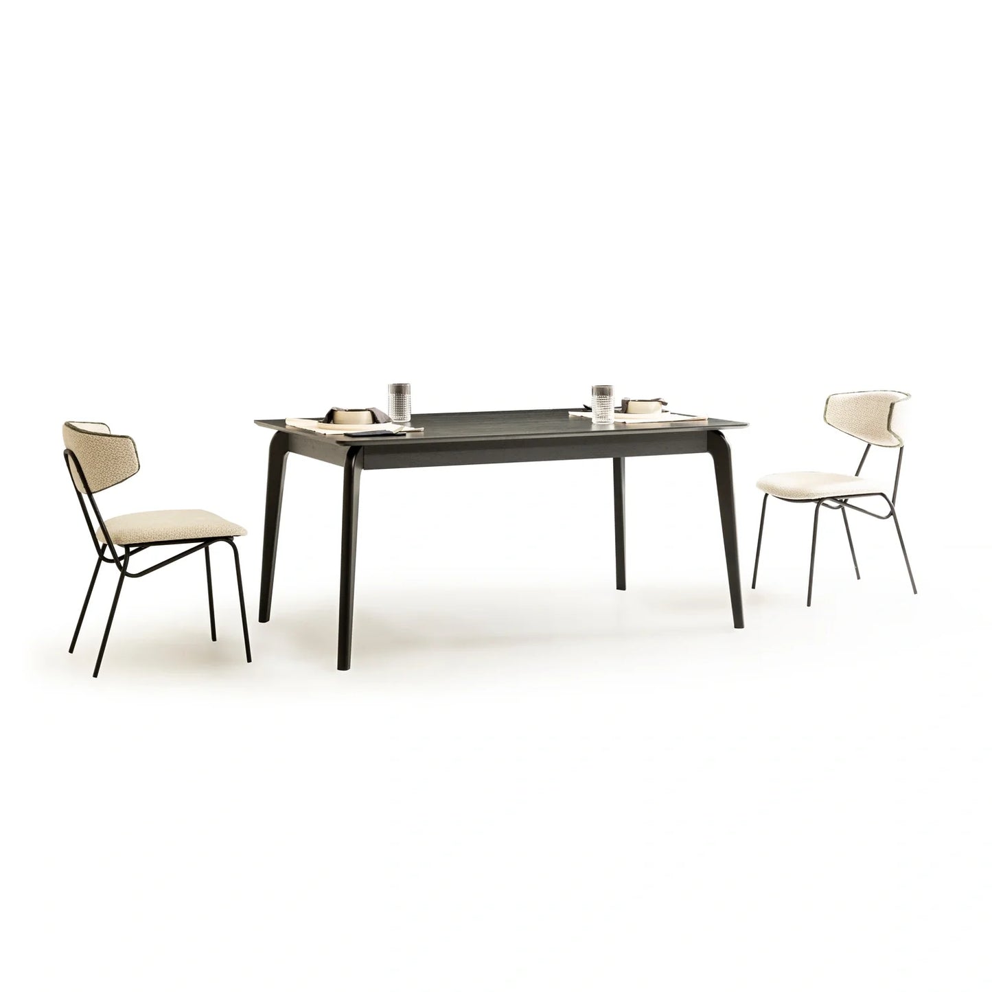 Morienn koleksiyonu - Siyah meşe tabla ve masif ayaklı dikdörtgen yemek masası