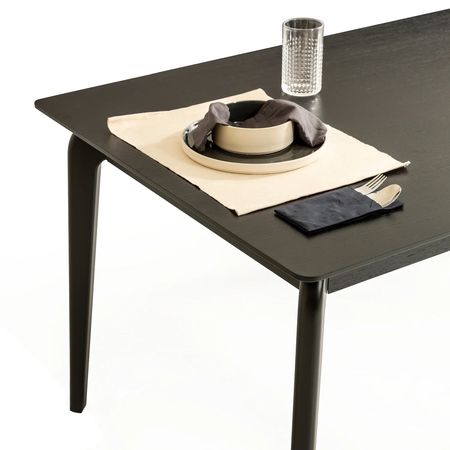 Morienn koleksiyonu - Siyah meşe tabla ve masif ayaklı dikdörtgen yemek masası