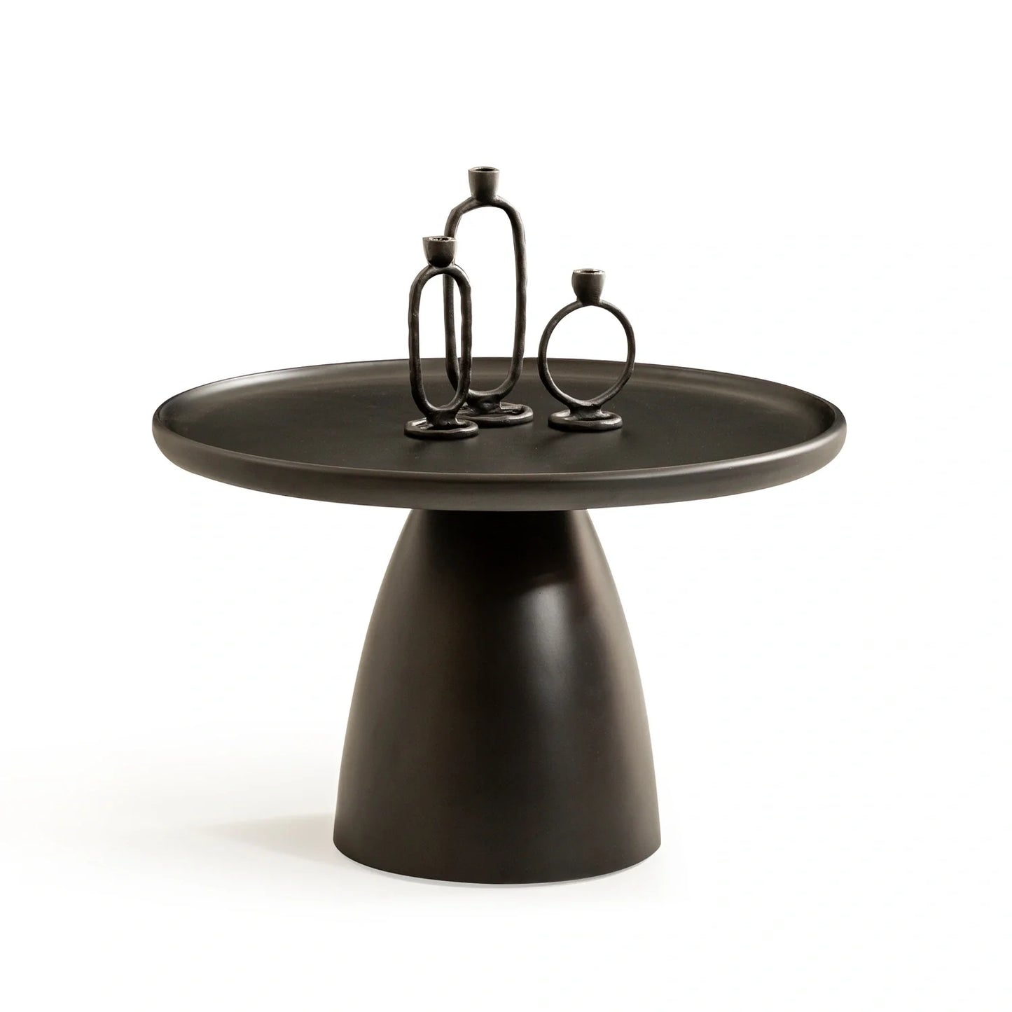 Moro koleksiyonu - Siyah boyalý mdf tabla ve polyester ayaklı yuvarlak yan sehpa