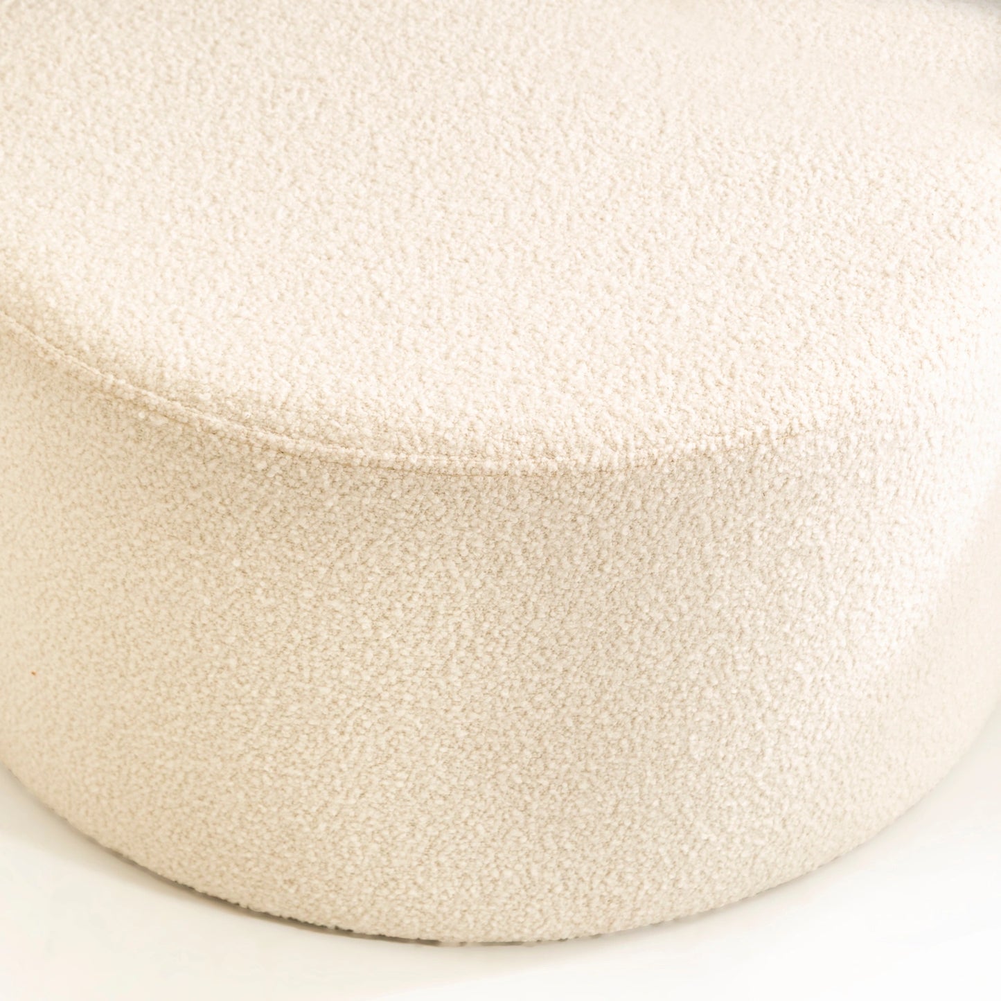 Neva koleksiyonu - Bej kumaşlı ve MDF iskeletli yuvarlak puf