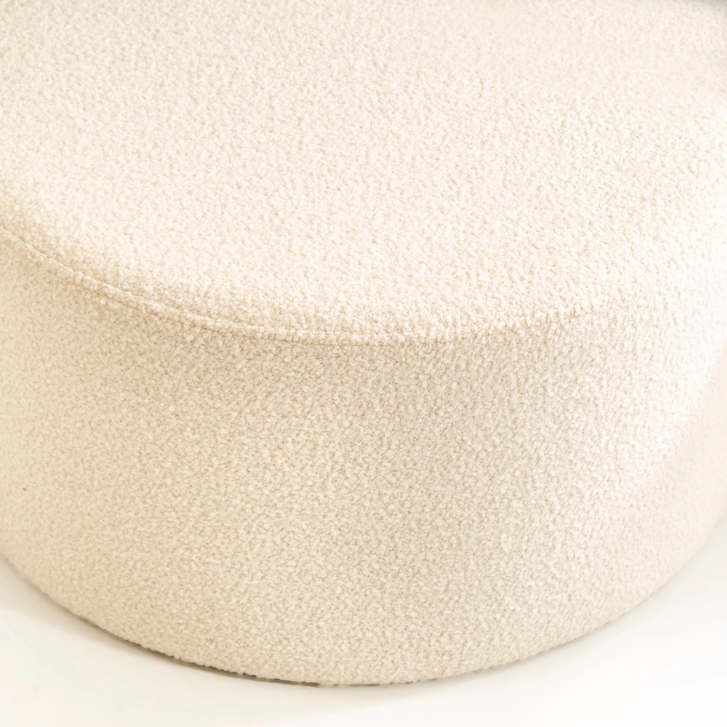 Neva koleksiyonu - Bej kumaşlı ve MDF iskeletli yuvarlak puf