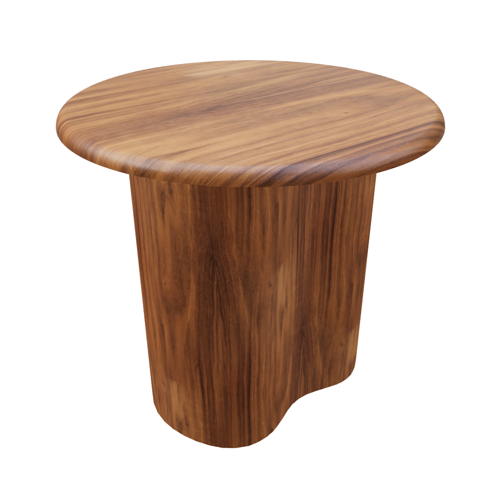 Avina koleksiyonu - Ceviz tablalı, ceviz ayaklı yuvarlak yan sehpa - 3D