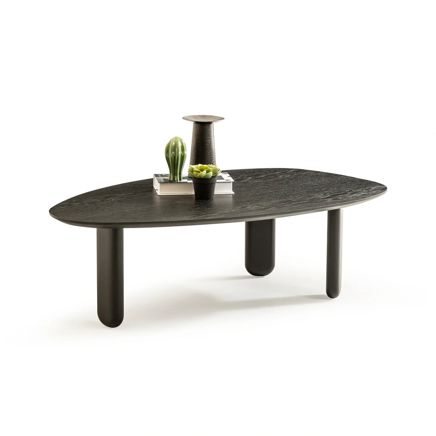 Raven koleksiyonu - Siyah meşe tabla ve ayaklı amorf orta sehpa