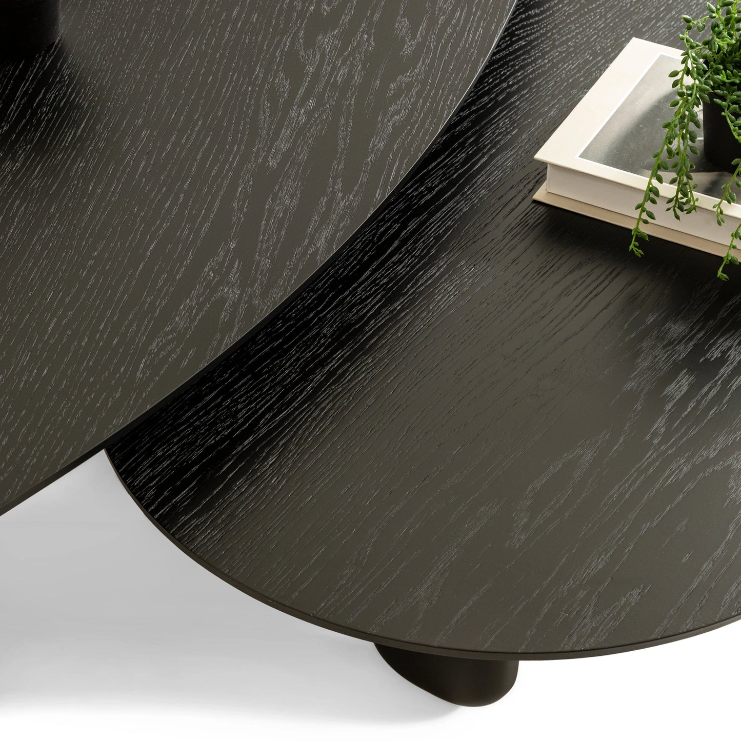 Raven koleksiyonu - Siyah meşe tabla ve ayaklı amorf orta sehpa