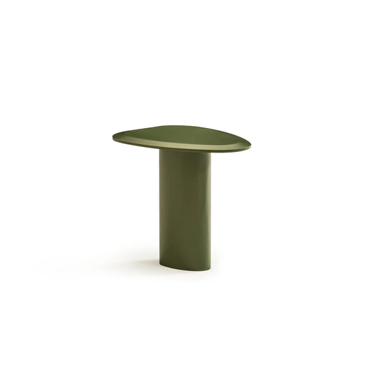 Amora koleksiyonu - Zeytin yeşili mdf tabla ve ayaklı üçgen yan sehpa