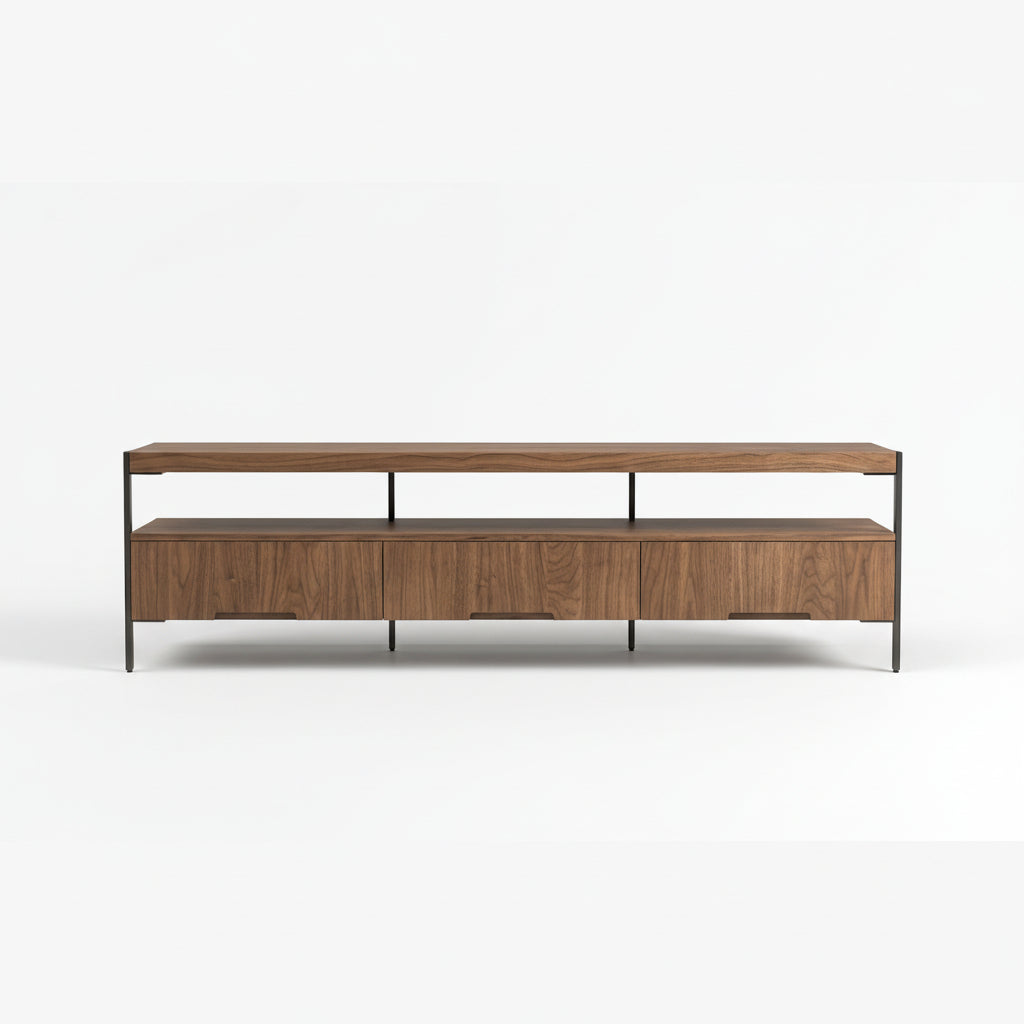 Harmonia TV Stand with Wooden Drawer, Iron Legs - 180 cm